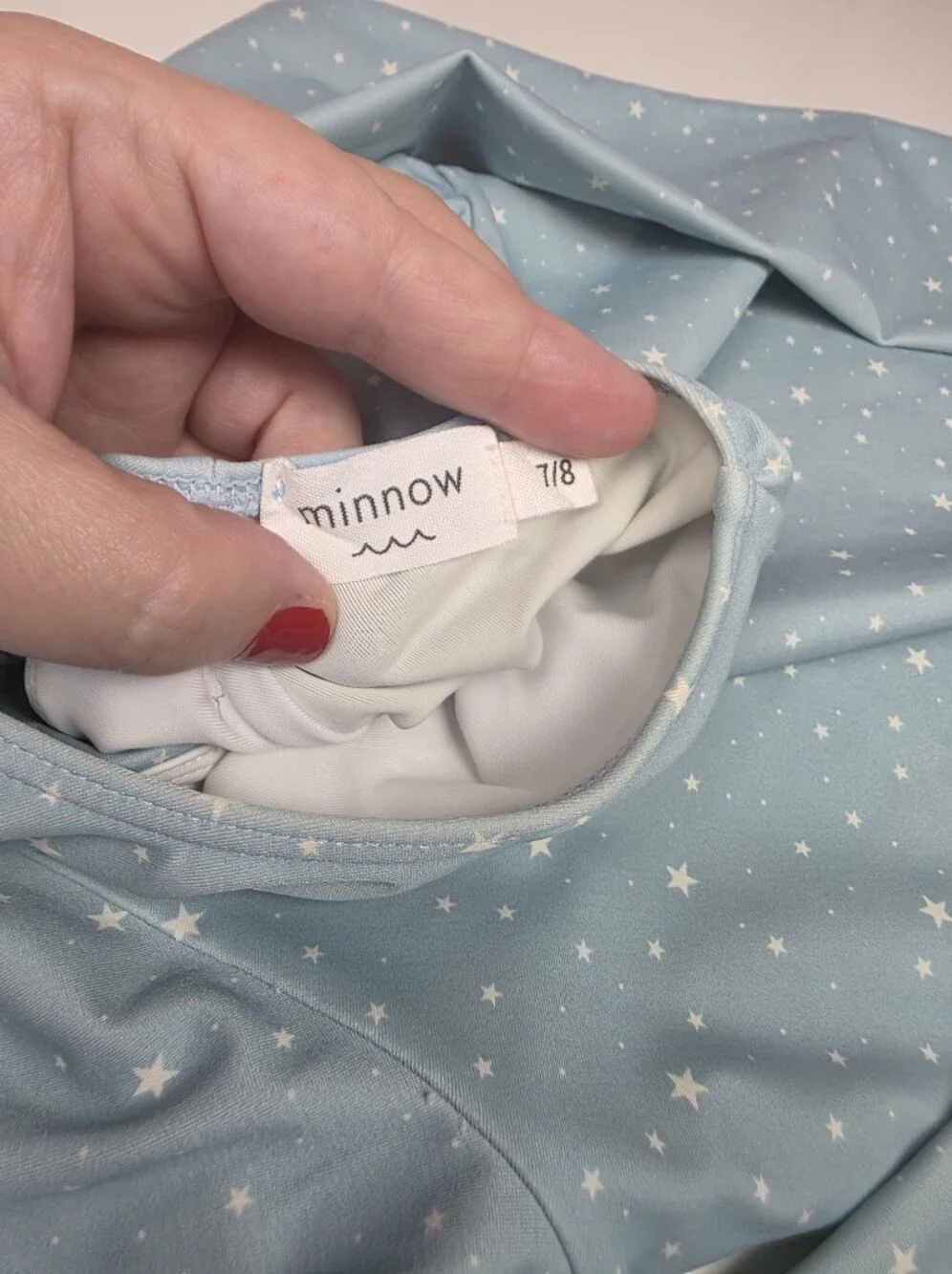 Minnow Light Blue Star Print Long Sleeve One Piece Swimsuit 18M